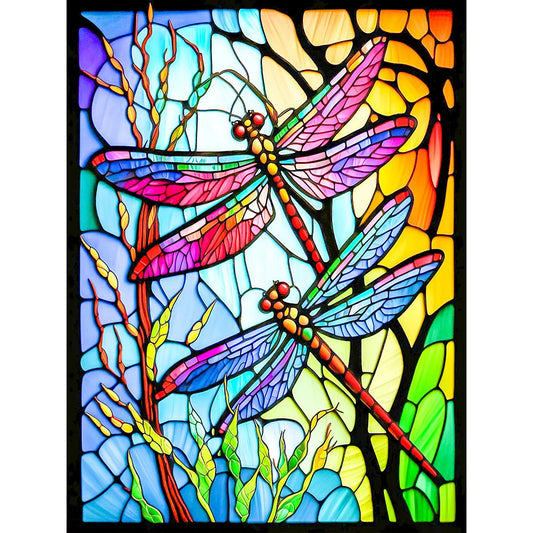 Diamond Painting - Full Round - Stained Glass Dragonfly