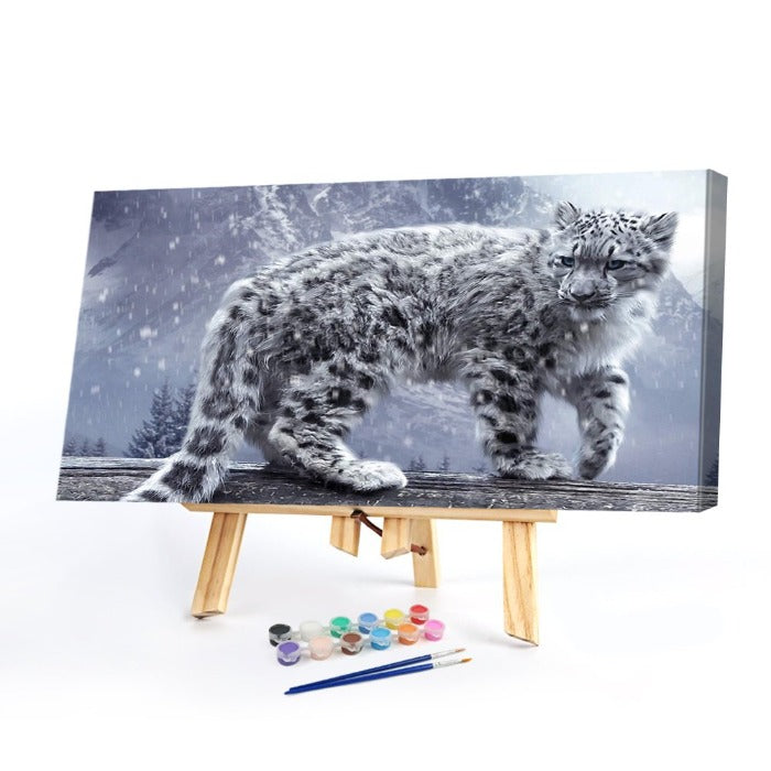 Paint By Number Kit Drawing Snow Leopard Canvas Acrylic Home Wall Decor