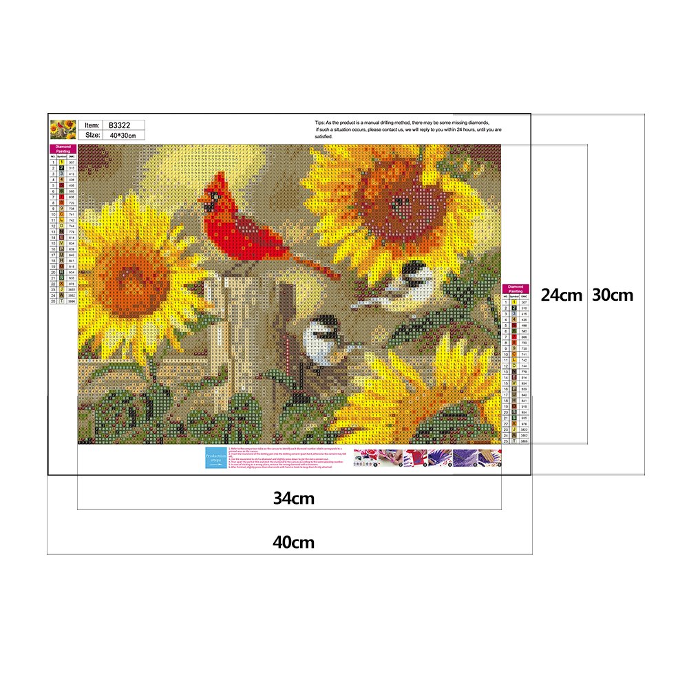 Diamond Painting - Full Round -Sunflower Birds