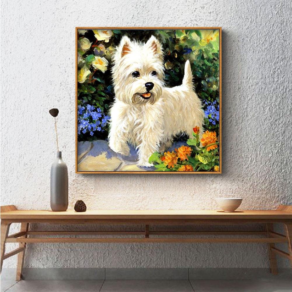 Diamond Painting - Full Round - White Dog A