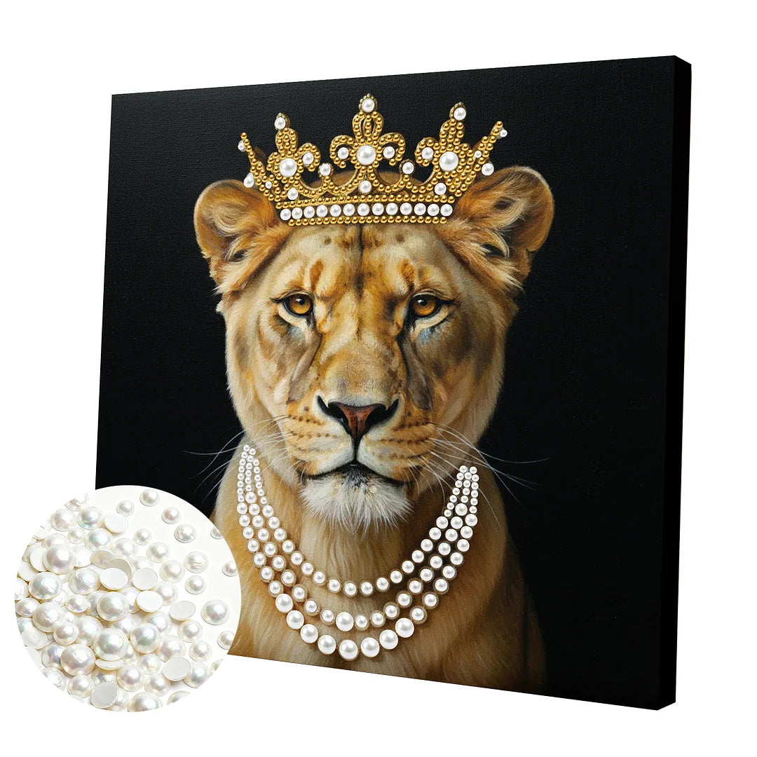 DIY Pearl Painting With Frame - Handmade Self-Adhesive Pearls - Leopard (25*25cm)