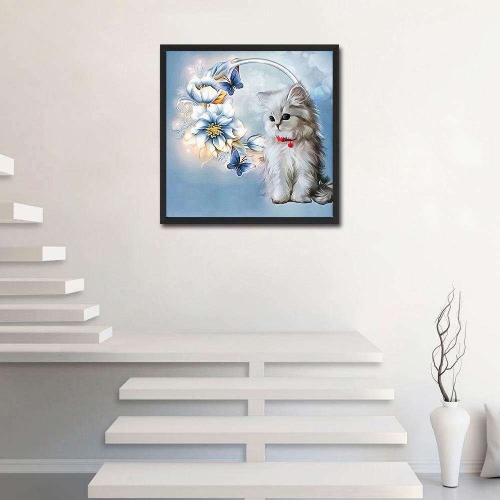 5D DIY Diamond Painting Kit - Full Round - Flower Cat