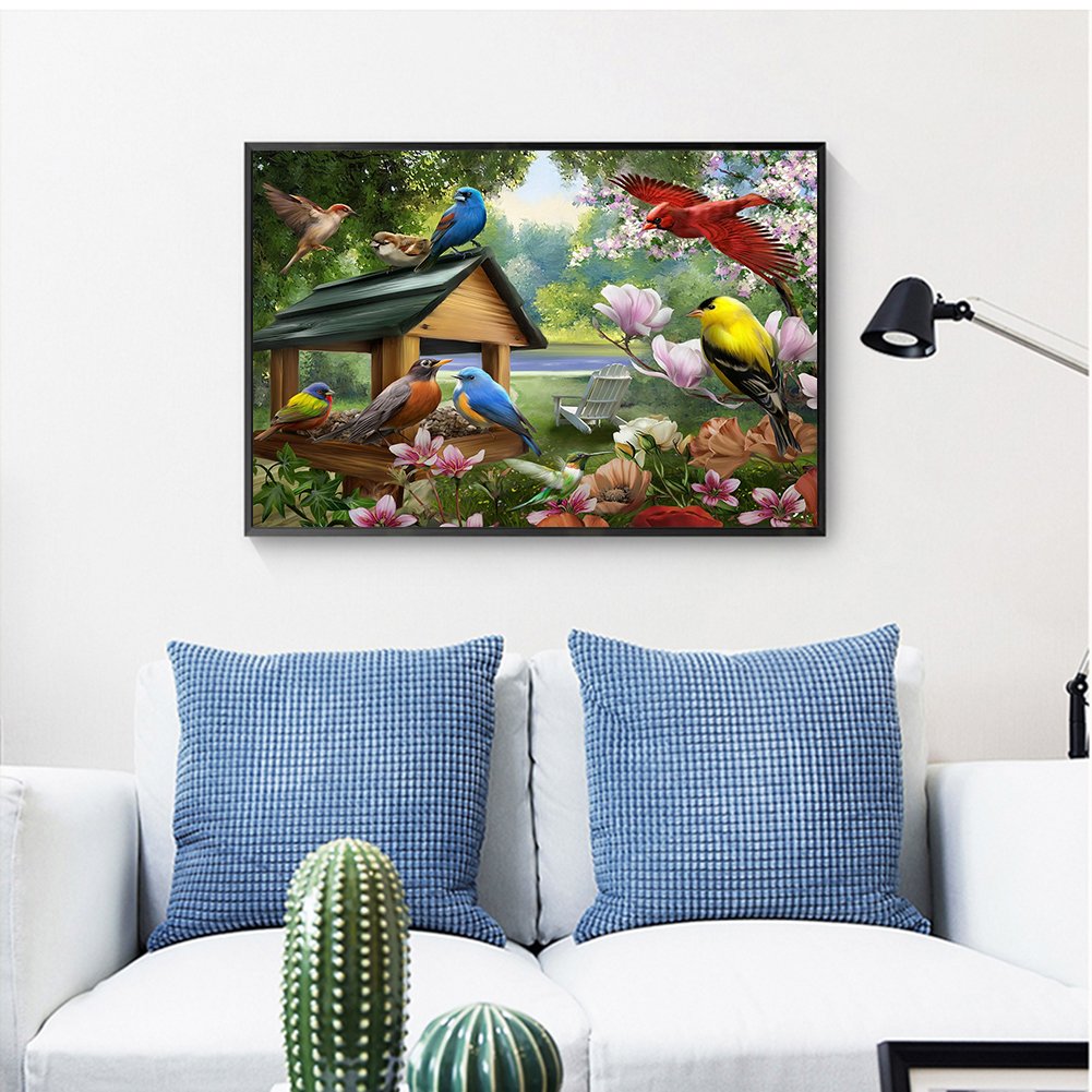 Diamond Painting - Full Round - Lake Birds Flower