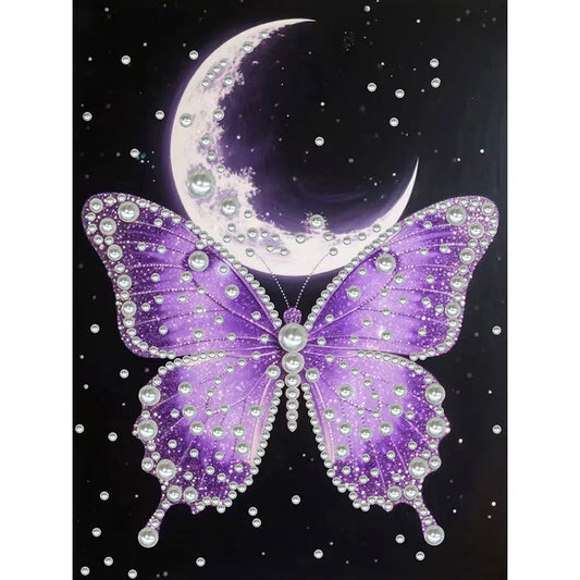 DIY Pearl Painting With Frame - Handmade Self-Adhesive Pearls - Butterfly (30*40cm) C