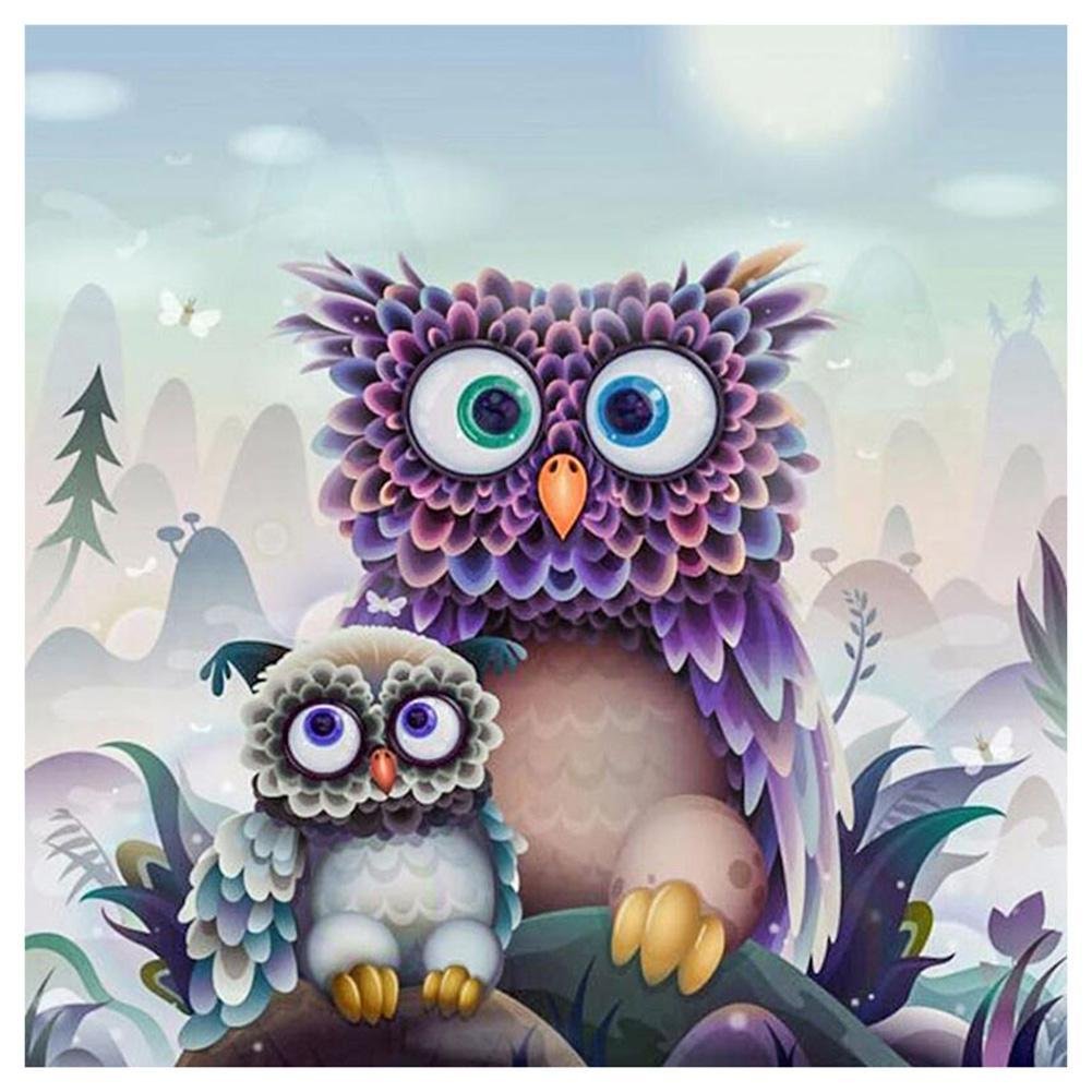5D Diy Diamond Painting Kit Full Round Beads Cartoon Owl