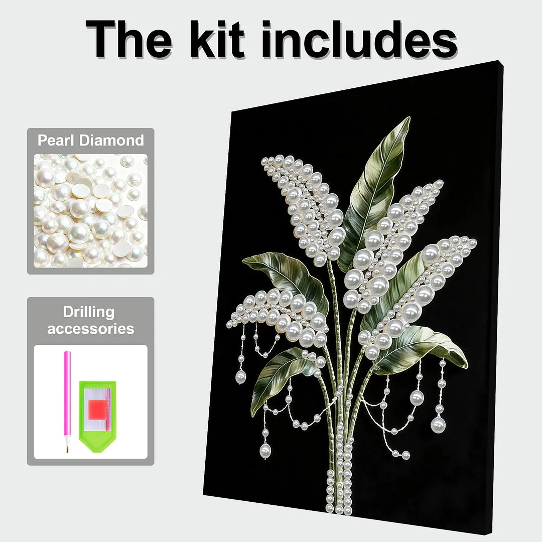 DIY Pearl Painting With Frame - Handmade Self-Adhesive Pearls - Fresh Flower (30*40cm)