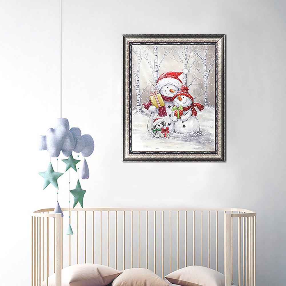 Diamond Painting - Full Round - Snowman Family