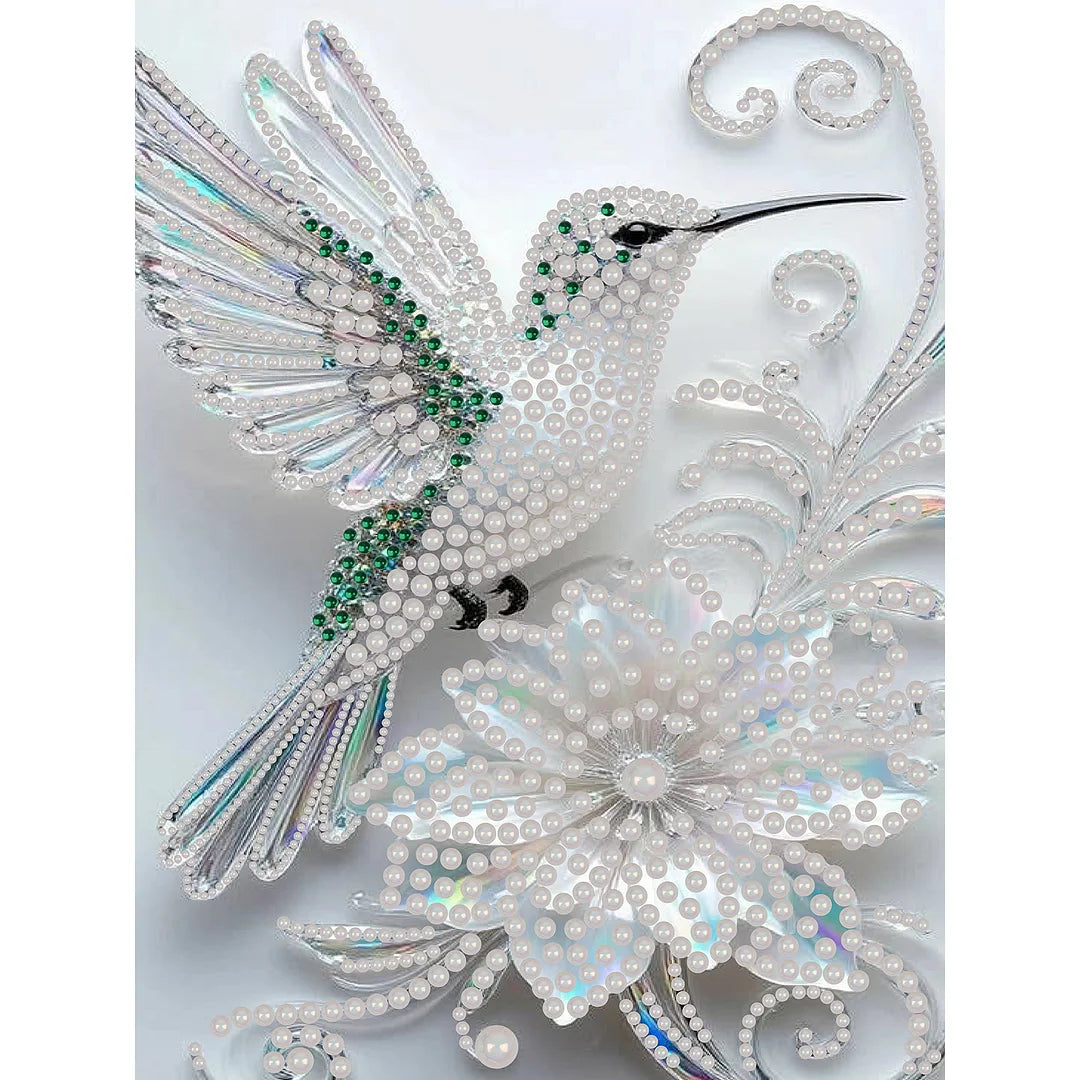 DIY Pearl Painting With Frame - Handmade Self-Adhesive Pearls - Bird (30*40cm) A