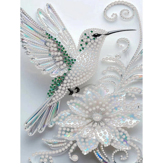 DIY Pearl Painting With Frame - Handmade Self-Adhesive Pearls - Bird (30*40cm) A