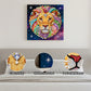 DIY Pearl Painting With Frame - Handmade Self-Adhesive Pearls - Lion (25*25cm) A