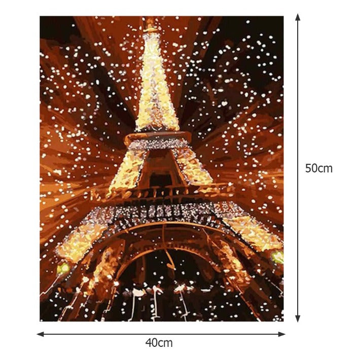 Hand Painted Drawing Acrylic Canvas Iron Tower Modern Wall Art Craft Decor