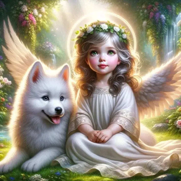 5D DIY Diamond Painting Kit - Full Round / Square - Angel and Pet