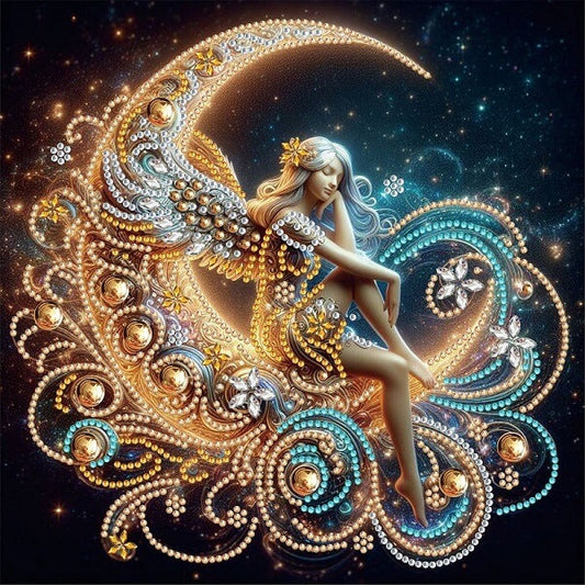 DIY Angel On Moon Crystal Rhinestone Diamond Art Kit 