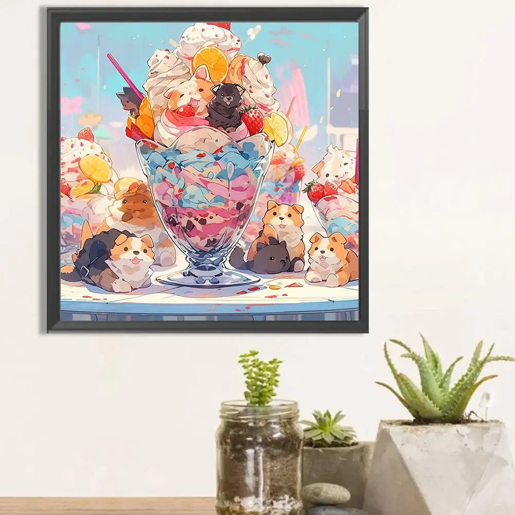 5D DIY Diamond Painting - Full Round / Square - Animal And Ice Cream