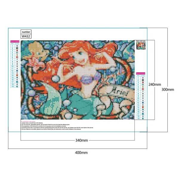 Ariel princess full drill diamond painting kit canvas size