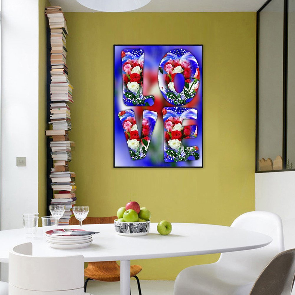 Diamond Painting - Full Round - Valentine Day Rose Love