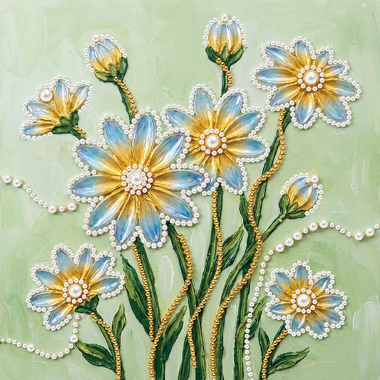 DIY Pearl Painting With Frame - Handmade Self-Adhesive Pearls - Flower (25*25cm) D