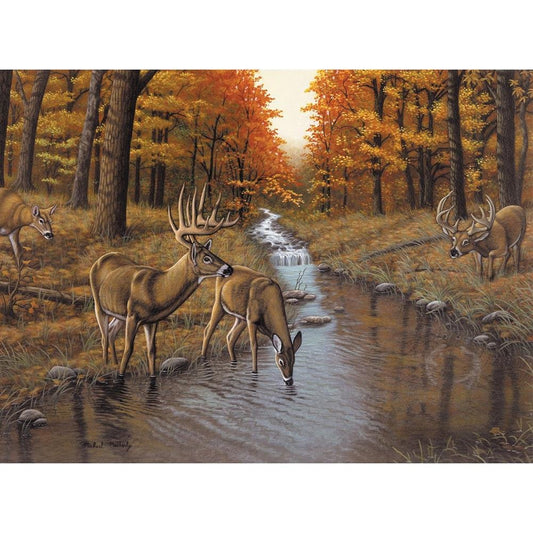 5D Diy Diamond Painting Kit Full Round Beads Forest Elks