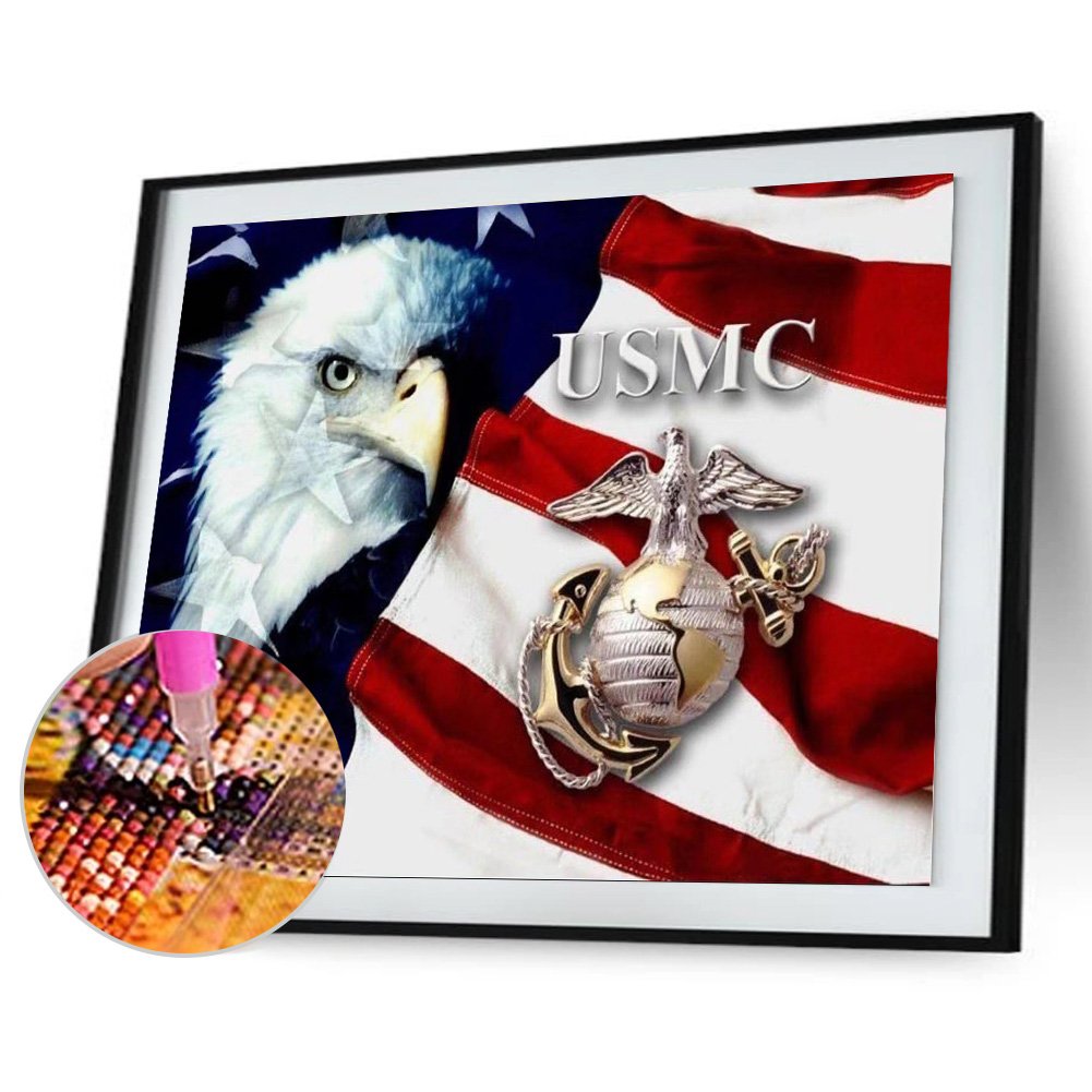 Diamond Painting - Full Round - US Flag Eagle
