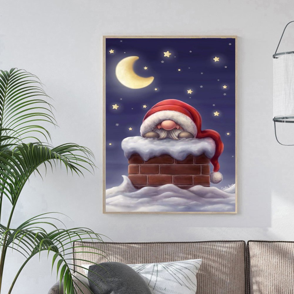 Diamond Painting - Full Round - Santa Climbing The Chimney