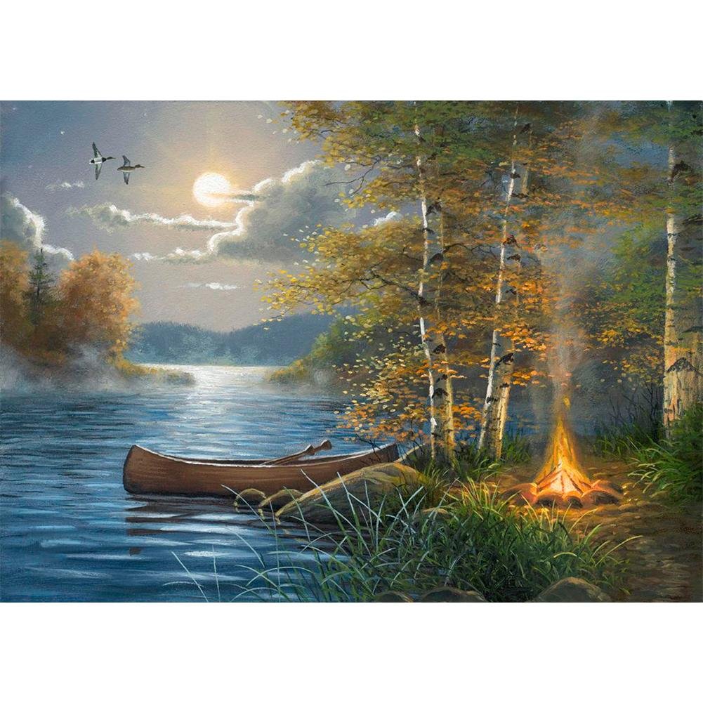 5D Diy Diamond Painting Kit Full Round Beads Night Lake