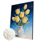 DIY Pearl Painting With Frame - Handmade Self-Adhesive Pearls - Yellow tulips (30*40cm)