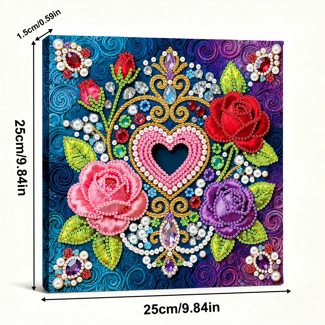 DIY Pearl Painting With Frame - Handmade Self-Adhesive Pearls - Flower (25*25cm) E