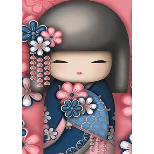 5D DIY Diamond Painting Kit Full Round Drill Kokeshi Doll