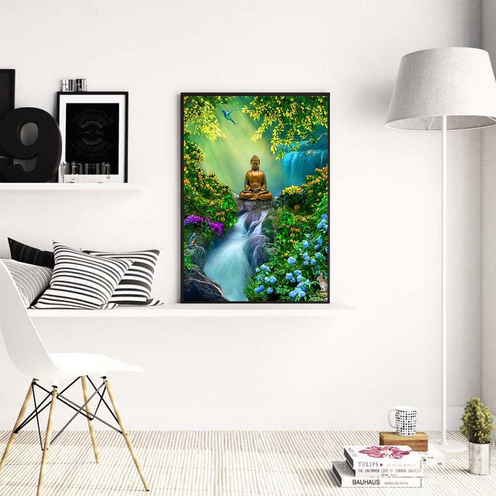 Diamond Painting - Full Round - Buddha Forest Waterfall