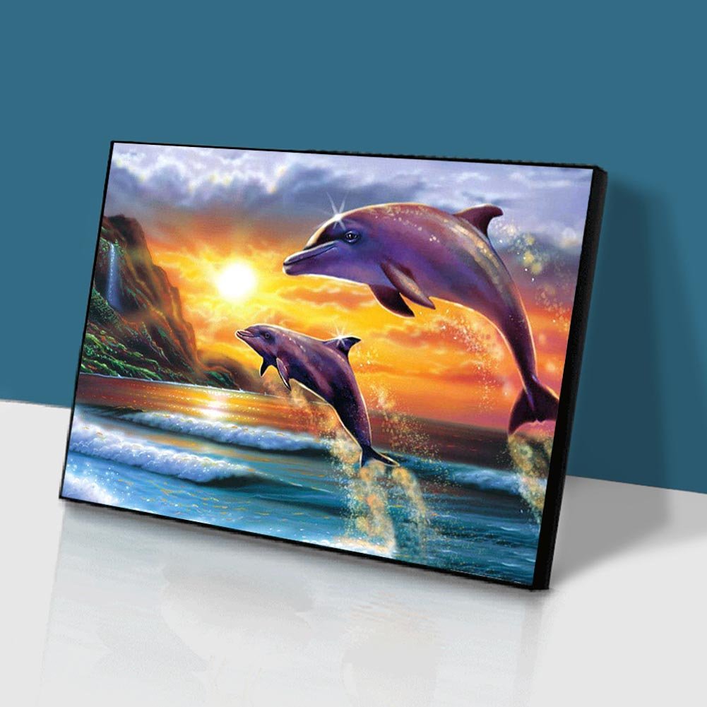 5D DIY Diamond Painting Kit - Full Round - Jumping Dolphin C