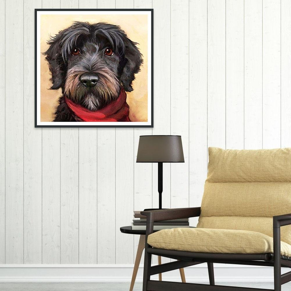 5D Diy Diamond Painting - Full Round - Lovely Black Dog