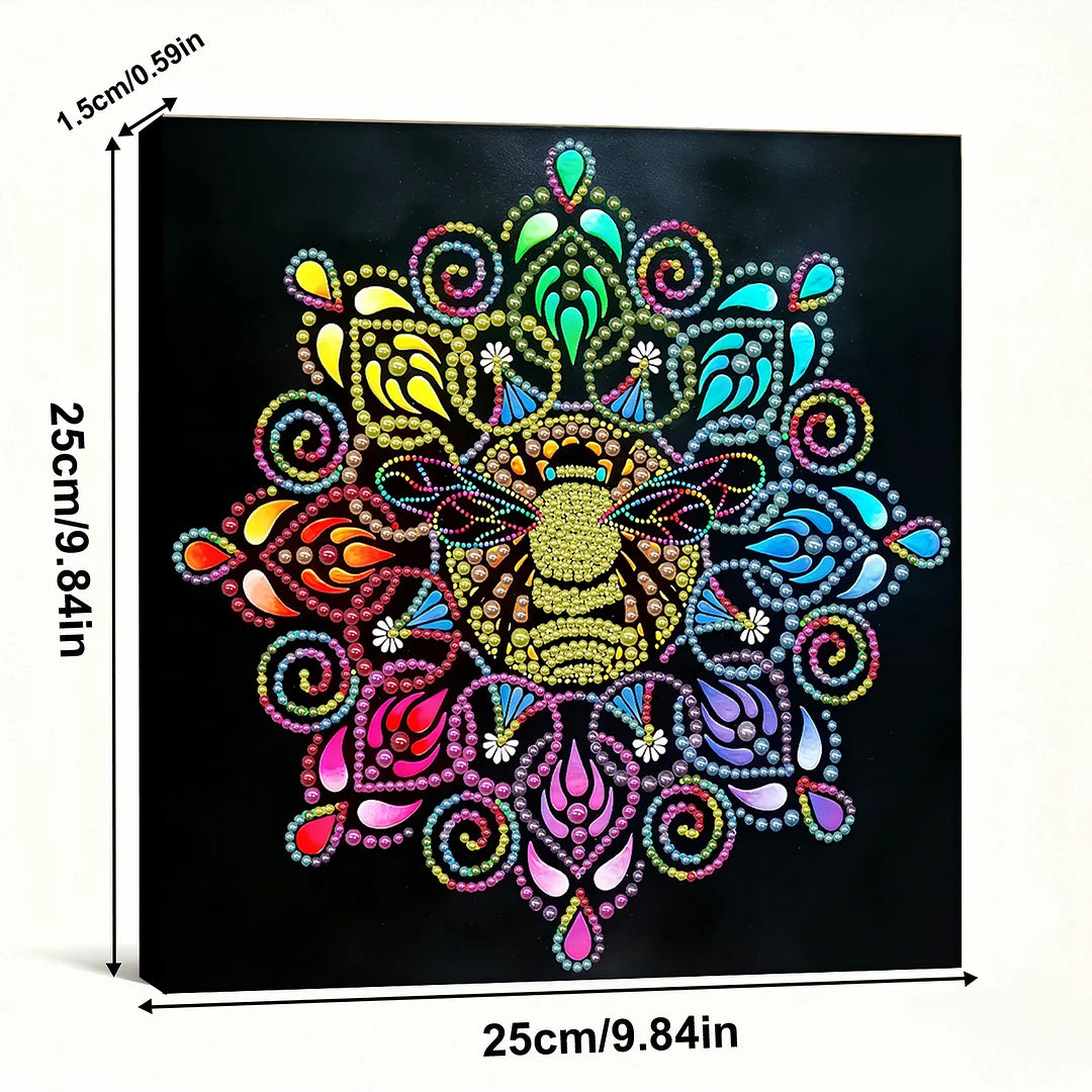 DIY Pearl Painting With Frame - Handmade Self-Adhesive Pearls - Lion Spirit Mandala (25*25cm)