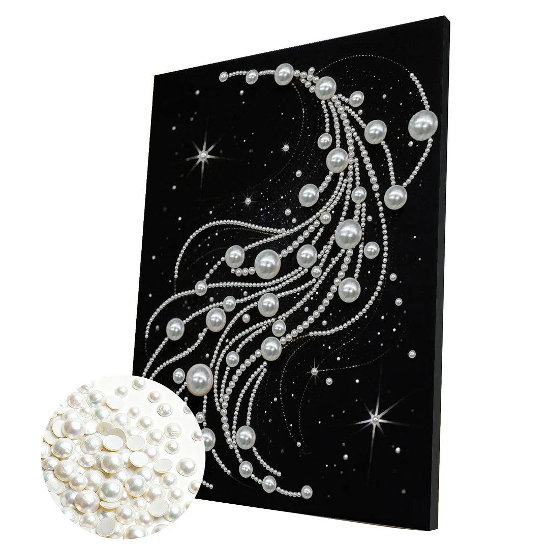 DIY Pearl Painting With Frame - Handmade Self-Adhesive Pearls - Pearl Curve (30*40cm)