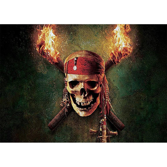 5D Diy Diamond Painting Kit Full Round Beads Skull Pirate