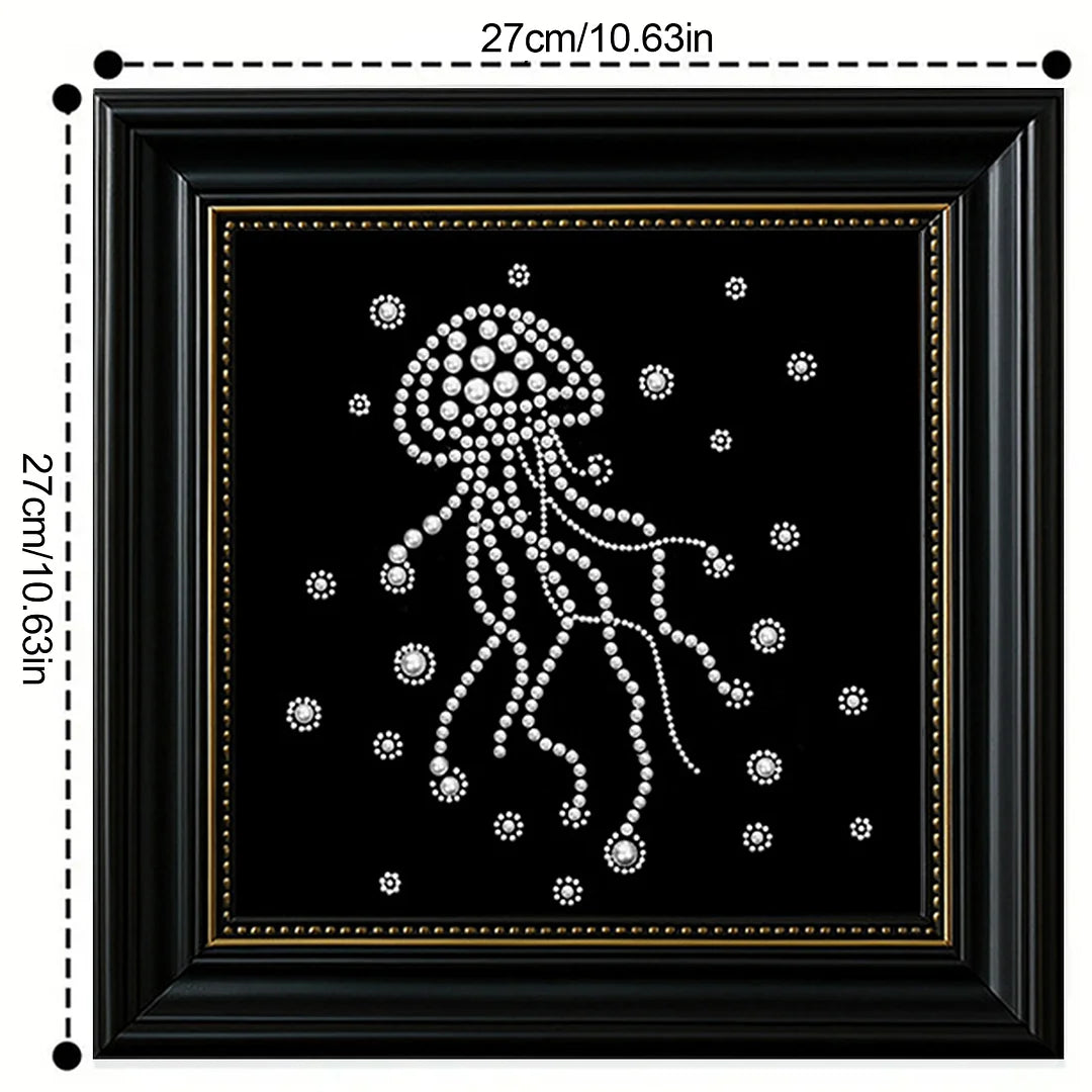 DIY Pearl Painting With Frame - Handmade Self-Adhesive Pearls - Jellyfish (27*27cm)