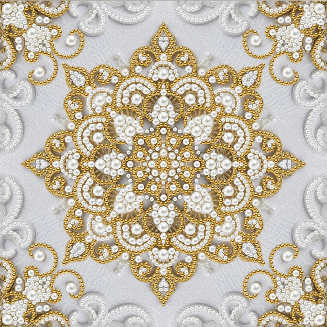 DIY Pearl Painting With Frame - Handmade Self-Adhesive Pearls - Mandala (25*25cm) D