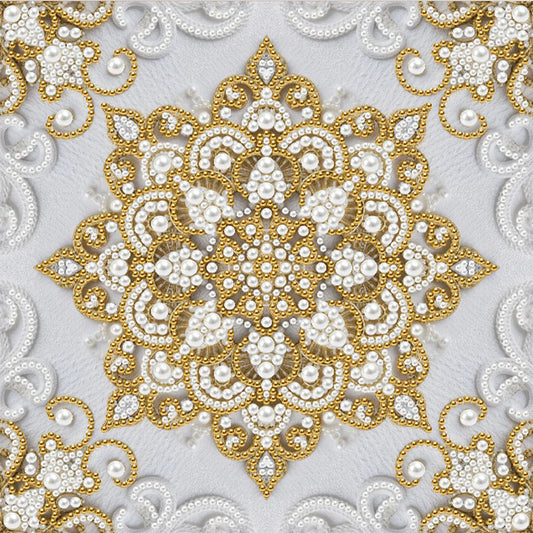 DIY Pearl Painting With Frame - Handmade Self-Adhesive Pearls - Mandala (25*25cm) D