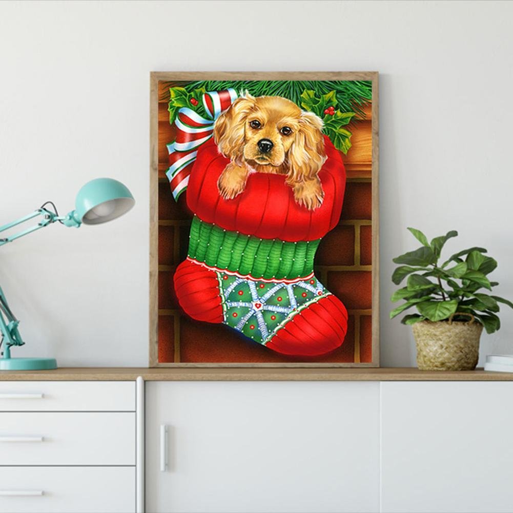 Diamond Painting - Full Round - Christmas Dog B