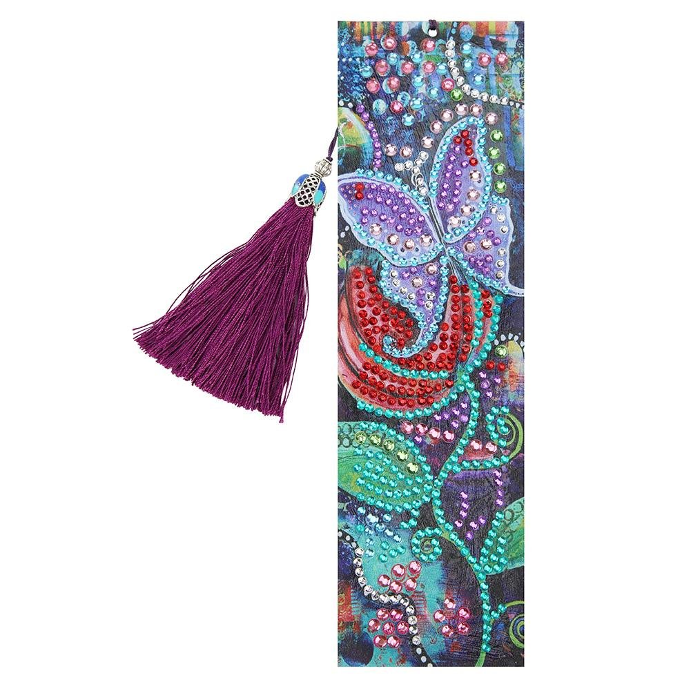 DIY Special Shaped Diamond Painting Leather Tassel Bookmark Creative Crafts
