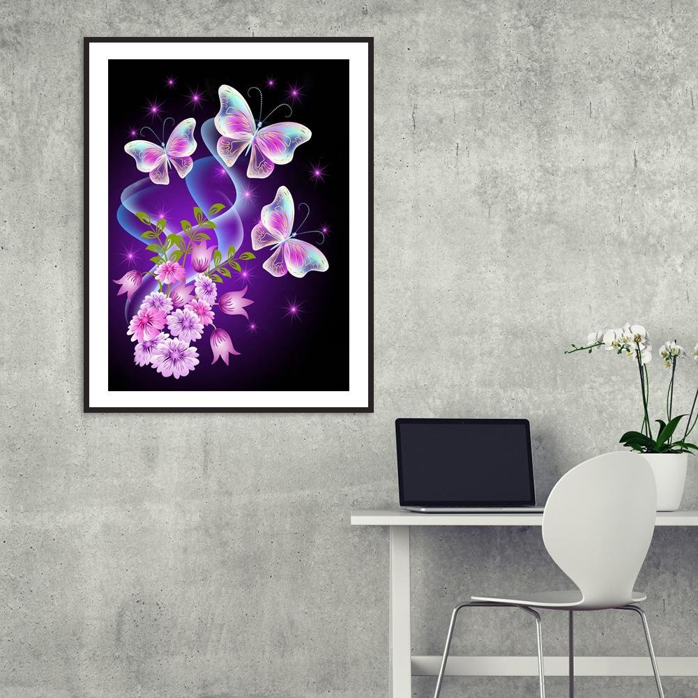 Diamond Painting - Full Round - Flower Butterfly E