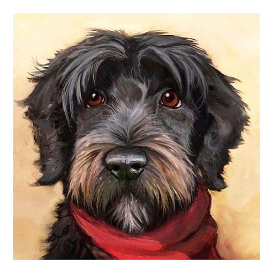 5D Diy Diamond Painting Kit Full Round Beads Lovely Black Dog