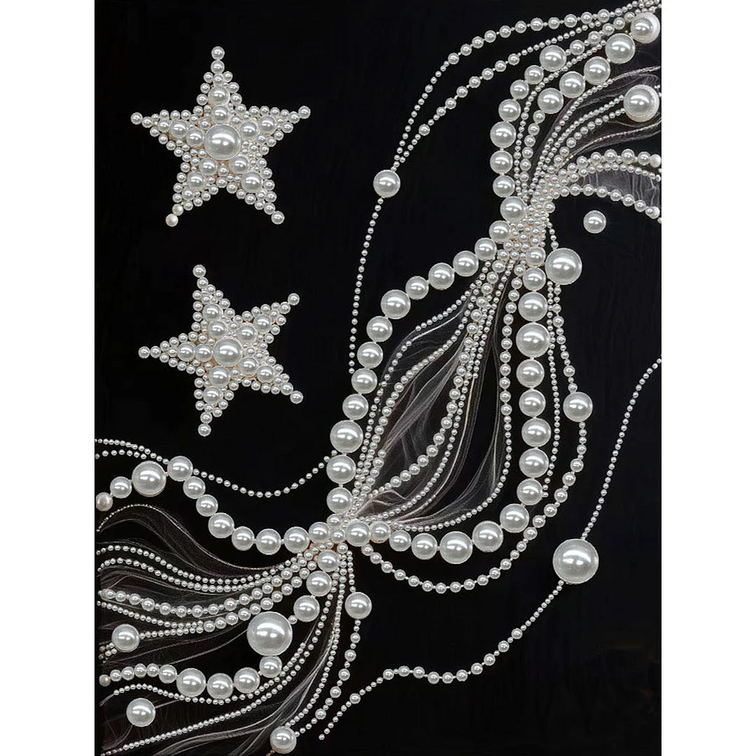 DIY Pearl Painting With Frame - Handmade Self-Adhesive Pearls - Starry Silk (30*40cm) C