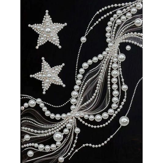 DIY Pearl Painting With Frame - Handmade Self-Adhesive Pearls - Starry Silk (30*40cm) C