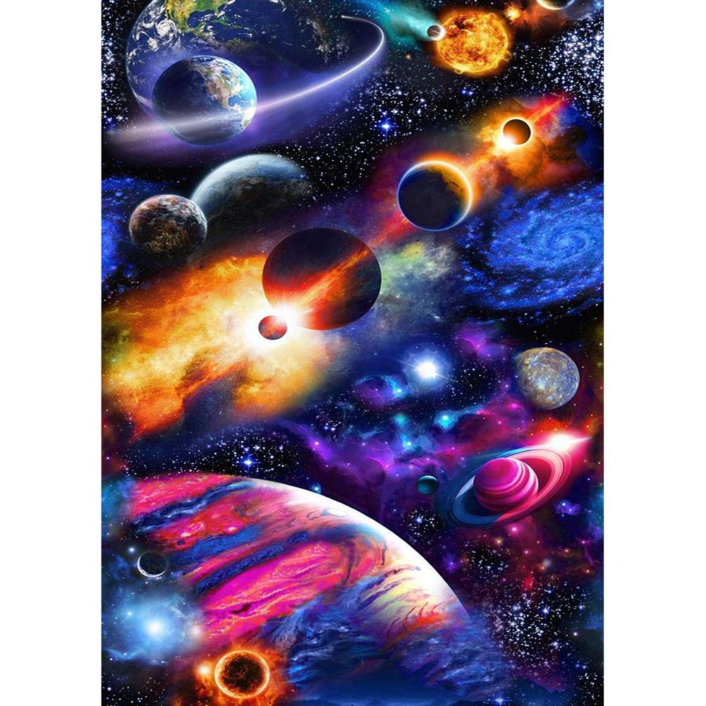 5D Diy Diamond Painting Kit Full Round Beads Colorful Universe