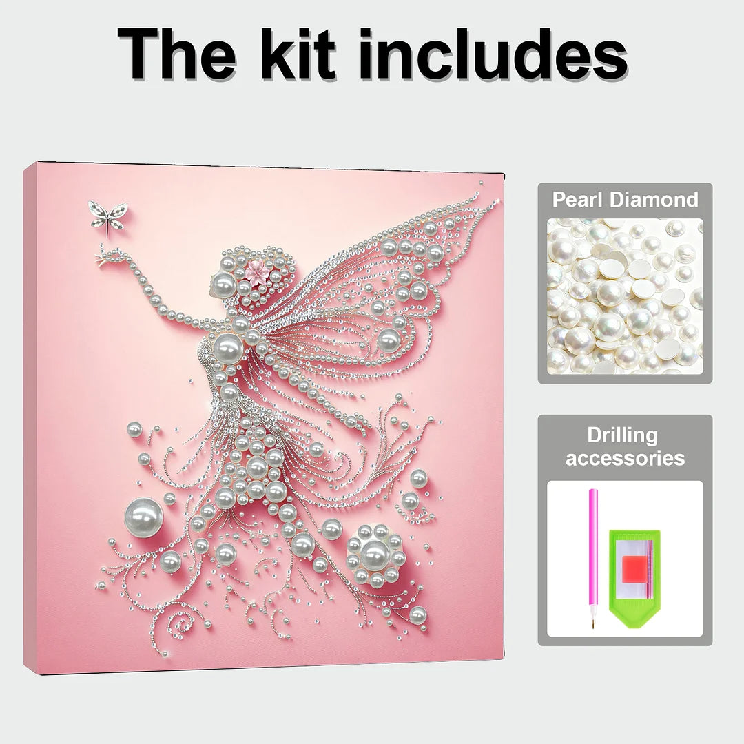 DIY Pearl Painting With Frame - Handmade Self-Adhesive Pearls - Lady (30*30cm) K