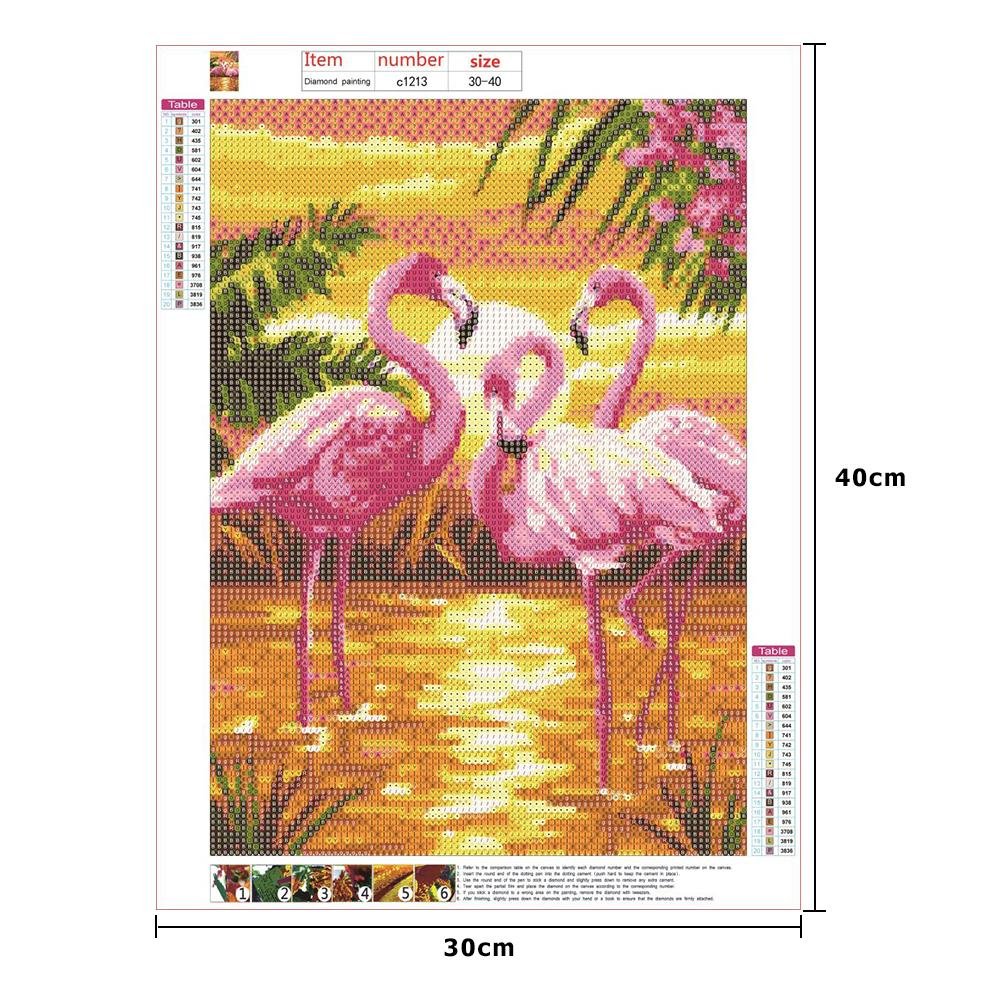 5D DIY Diamond Painting Kit - Full Round - Flamingo B