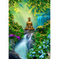 5D Diy Diamond Painting Kit Full Round Beads Buddha Forest Waterfall