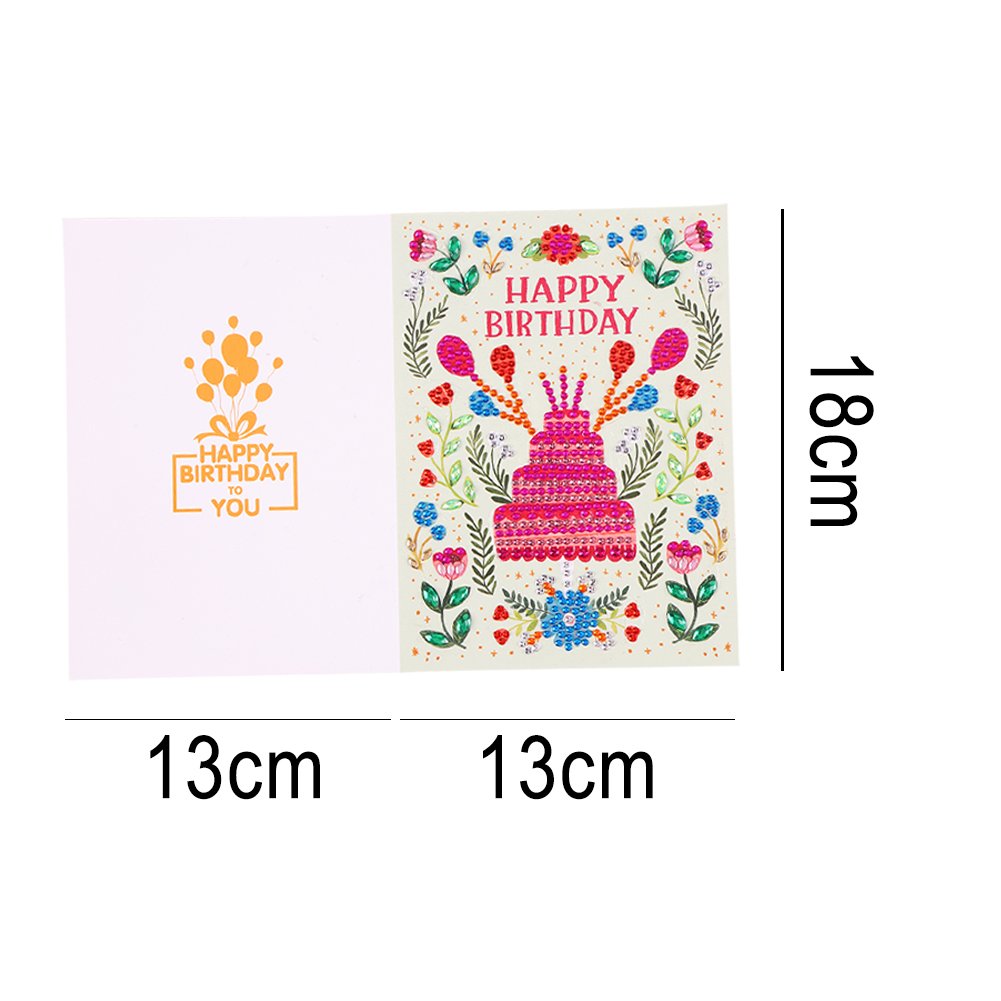 DIY 5D Diamond Painting Happy Birthday Postcard - Cake G