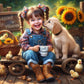 Diamond Painting - Full Round / Square - Dog and Girl C