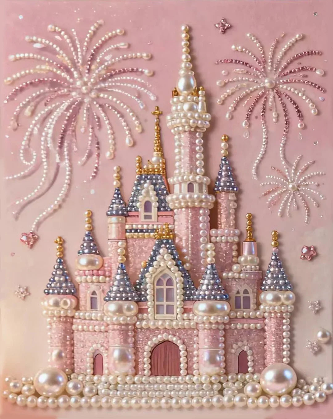DIY Framed Pearl Painting - Handmade Self - Adhesive Pearls - Castle A